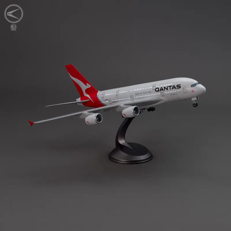 نموذج طائرة ساكنة عرض ل النادرة ايرباص A380 Qantas الخطوط الجوية 46 سنتيمتر 1/160 مع مصباح ليد ABS