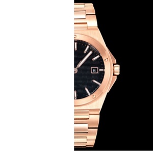 Montre automatique de luxe pour homme en or rose, cadran texturé noir, bracelet en acier inoxydable, montre de cérémonie pour affaires - Product Image 2
