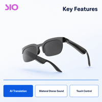 Lunettes de traduction intelligentes légères avec IA, son stéréo bilatéral, commande tactile, IPX4, pour les affaires et les voyages
