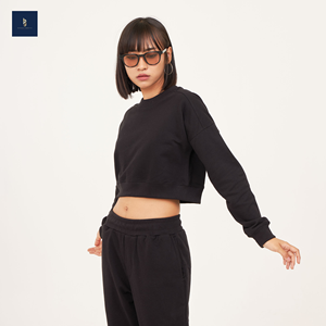 Ensemble de vêtements pour femmes Sweat-shirt court et pantalons longs Impression de logo personnalisable Coton tricoté Polyester Meilleure qualité - Product Image 5