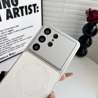 Étui en cuir magnétique premium tendance pour Samsung Galaxy S26 Ultra S25 S24 Plus avec grande fenêtre pour appareil photo, coque arrière antichoc