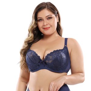 <span class=keywords><strong>Reggiseno</strong></span> da donna in pizzo ricamato, senza imbottitura, coppa intera, regolabile, taglie forti - Product Image 3