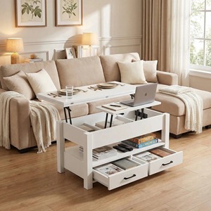 Mesa de Centro Multifuncional con Altura Ajustable, Mesa de Salón con Cajón y Compartimento Oculto, Mesa para Té y Café y <span class=keywords><strong>Mueble</strong></span> para <span class=keywords><strong>TV</strong></span> - Product Image 1