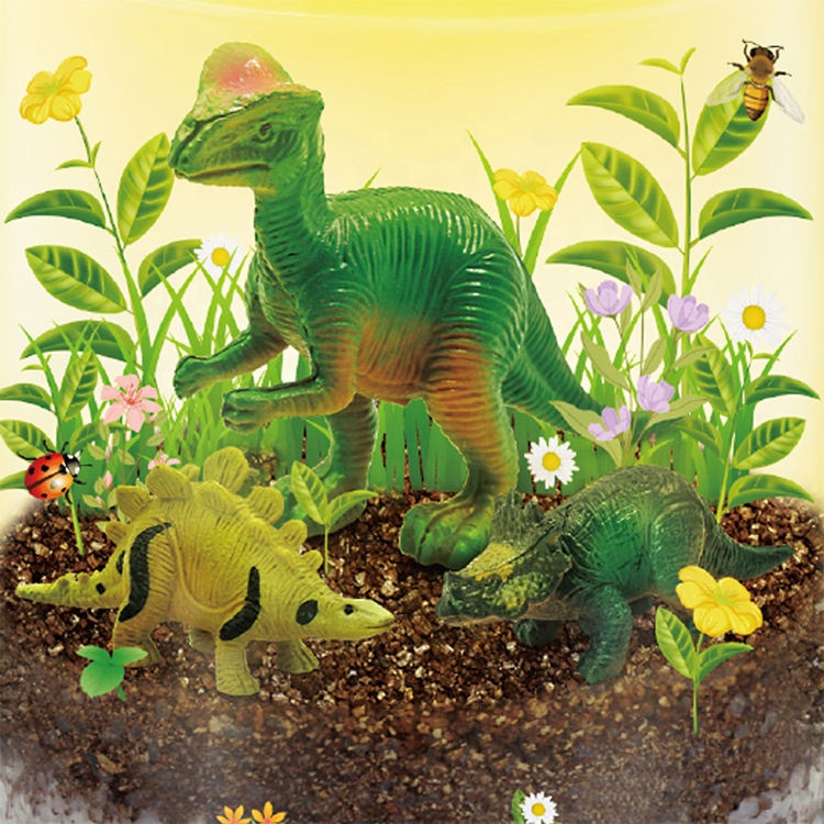 Kit De Terrario De Dinosaurios UCAMP Con Luz Nocturna LED De 13 Colores – Manualidad De Arte Con Arena Mágica, Volcán Y 6 Dinosaurios, Regalo Para Niños De 4 A 12 Años