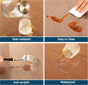 Tapis de Restaurant de Couverture de Table à Manger Inodore de Qualité Alimentaire Résistant à la Chaleur Imperméable à l'Oilproof en Tissu <span class=keywords><strong>Transparent</strong></span> PVC - Product Image 3