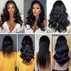 Extensions de cheveux humains 100% naturels ondulés à bandes adhésives pour femmes, couleur noir naturel, avec colle adhésive - Product Image 6