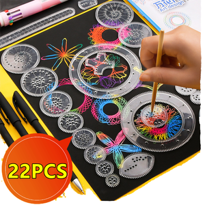 SHJ Tablero de Dibujo Educativo Heterotipo de Plástico ABS de 10 Pulgadas, Ruedas de Engranajes Entrelazados, Regla Espirógrafo, Juguetes de Pintura para Rascar - Product Image 1