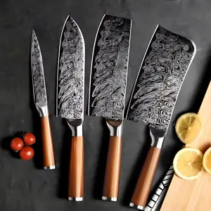 Şam desen mutfak bıçakları Set japon tarzı şef bıçağı programı dilimleme kıyıcı bıçak ile paslanmaz çelik saplar