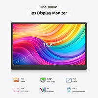 Moniteur portable 15,6 pouces FHD 1080P IPS HDR avec béquille intégrée 75x75mm VESA, finition mate, format 16:9, haut-parleurs doubles