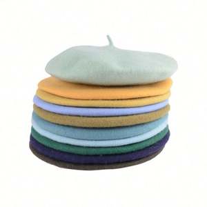 Boinas Francesas de Lana de Color Sólido, al por Mayor de Fábrica OEM, Personalizadas, en Stock, para Mujeres, Deportes, Fiestas, Cuatro Estaciones - Product Image 3