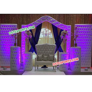 Panel de cuero acolchado para escenario de boda, último diseño en temática blanca, decoración para ceremonia de boda, Missouri, Mississippi, decoración para eventos - Product Image 1