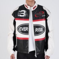 Veste de moto pour homme de haute qualité, personnalisable, noire et blanche, brodée en 3D, en PU, hiver, hip-hop, col mandarin