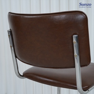 Cadeira de Jantar <span class=keywords><strong>Vintage</strong></span> Tubular de Couro SUNZO FURNITURE do Meio Século - Product Image 6