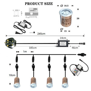 1.5W RVB encastré 12V garde-corps en verre lumières LED lumières de pont extérieur étanche pour marches escalier patio <span class=keywords><strong>piscine</strong></span> <span class=keywords><strong>Kit</strong></span> d'éclairage de pont - Product Image 5