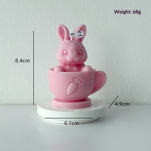 Vela aromática con forma de conejo en taza, vela de cera de soja 3D con conejito en taza para decoración de mesa de Pascua, regalo para fiestas. - Product Image 6
