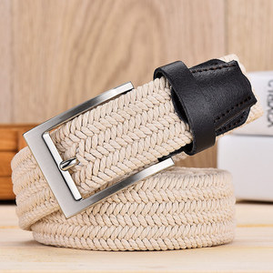 Mode décontracté rayé tissu extensible <span class=keywords><strong>ceinture</strong></span> réglable en alliage boucle ardillon élastique tressé tricoté <span class=keywords><strong>ceinture</strong></span> de Golf pour hommes femmes - Product Image 5