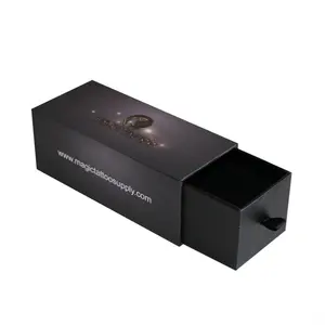 Kotak hadiah pinggiran kertas karton hitam mewah keras kotak hadiah kertas dengan busa EVA untuk kemasan Perhiasan & hadiah kosmetik
