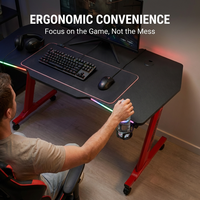 Bureau de jeu moderne AOR, nouveau modèle, avec éclairage RGB, en acier inoxydable, de forme irrégulière, extensible, de qualité commerciale, fabriqué en usine