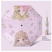 Parapluie pliant pour enfants, mignon, portable, entièrement automatique, avec poignée en alliage, coupe-vent en pongé, design anti-rebond sûr, protection UV