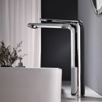 Robinet de lavabo de salle de bain LUSA moderne en laiton chromé poli, mitigeur monocommande eau chaude et froide, corps haut pour lavabo sur colonne