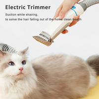 Kit d'aspirateur pour animaux de compagnie 5-en-1 écologique avec brosse de démêlage et de toilettage pour poils de chat, aspiration 12000 Pa, bac à poussière 2L