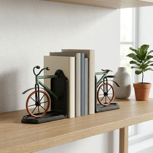 AK Brass Multicolor Bicycle Metal <b>Bookends</b> Set Of 2 Decorative Book Holders for Desk Shelf Home Office Library Decor - Product Image 3