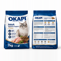Aliment pour chats adultes OEM de fabrication usine, saveur poulet, 30% de protéines, fibres prébiotiques FOS MOS, soutien digestif, qualité des selles, 1,2 kg, 7 kg en vrac