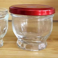 Pot à pudding en verre à pied court de 75 ml et 100 ml avec couvercle à vis en métal rose, base en forme de pétale, pour yaourt, gelée, nid d'oiseau, confiture
