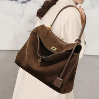 Sac à main de luxe en cuir véritable et daim de haute qualité pour femme, grande capacité, de marque, portable, pliable, léger, sac à bandoulière