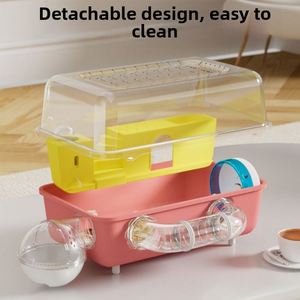 Luxe <span class=keywords><strong>2</strong></span>-verdiepingen tellende vierkante hamsterkooi extra groot transparant solide diepe bodem bovenste niveau ontsnappingsveilige geventileerde villa Syrisch - Product Image 4