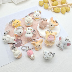 2025 dễ thương phim hoạt hình sang trọng đổ xô động vật voi, chó, bò, cáo, thỏ, cừu lợn 3D móc khóa vòng Búp bê đồ chơi Túi phụ kiện - Product Image 5