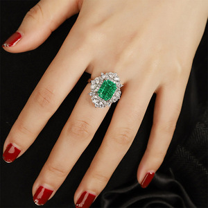 Tùy Chỉnh 18K Vàng Mạ Nhẫn Chúng Tôi 4 #-12 # Đồ Trang Sức Hoa Hình Dạng Mian Đá Ngọc Lục Bảo Đá Quý Kim Cương Vàng Ngón Tay Nhẫn Cho Phụ Nữ Món Quà - Product Image 6