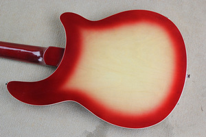 Bajo eléctrico Flyoung Cherry Sunburst para zurdos con 4 cuerdas y cuerpo semi-hueco - Product Image 5