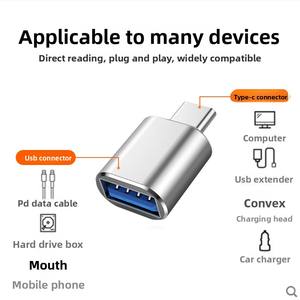 Convertisseur OTG Type-C vers <span class=keywords><strong>USB</strong></span> 3.0 en alliage d'aluminium pour voiture, <span class=keywords><strong>Android</strong></span> Auto et transfert de données de <span class=keywords><strong>smartphone</strong></span>, accessoires informatiques - Product Image 2