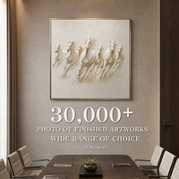 Peinture à l'huile texturée peinte à la main, bas-relief de sept chevaux au galop blancs, art mural pour hôtel, salle de conférence, salle de réunion, sur mesure en gros