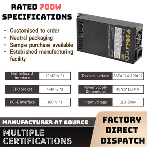 드래곤 스톰 700W 1U 서버 데스크탑용 완전 모듈식 구리 스위칭 전원 공급 장치 APFC 소형 케이스 재고 - Product Image 2