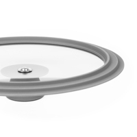 2-in-1 G-Typ Glasdeckel Universeller Topfdeckel mit Silikonrand 22-24cm Edelstahl Dampfauslass Gehärteter Glasdeckel