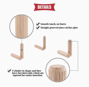 Chevilles rondes en <span class=keywords><strong>bois</strong></span> massif rainurées, non finies, pour meubles, armoires, chaises, cadres robustes, pieds, bricolage - Product Image 2