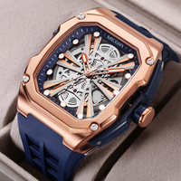 Montre-bracelet automatique de luxe pour homme, marque originale Megir, squelette ajouré