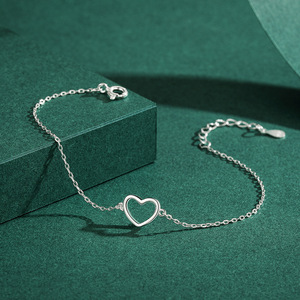 Minimalist 925 Silver <b>Bracelet</b> Everyday Wear Unisex Jewelry Hypoallergenic Polished Open Heart Chain <b>Bracelet</b> In Sterling Silver - Product Image 3