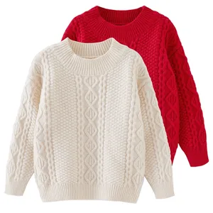 Оптовая продажа, зимняя утепленная вязаная водолазка для девочек, теплый вязаный свитер с длинными рукавами