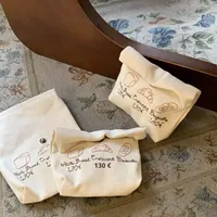 Sac en toile de coton mignon, petit, cosmétique, mini, portable, pour écouteurs, bijoux, grande capacité, impression d'écran, logo, fermeture éclair, bouton