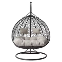 Fauteuil suspendu double moderne en rotin PE, chaise balançoire confortable pour jardin, balcon, chambre, parc, salon
