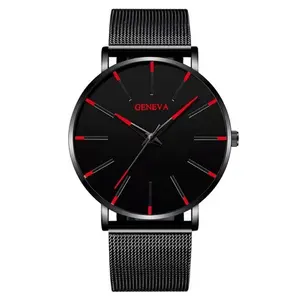 Geneva Fashion Business Men's Mesh Strap Watches Cross-border Hot-selling Quartz Student Fashion Watches