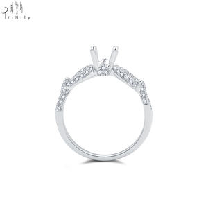 แหวนเพชรทรงครอสคุณภาพสูง ทองคำขาว 18K แท้ ประดับเพชรธรรมชาติ แบบกึ่งฝัง สำหรับผู้หญิง - Product Image 3