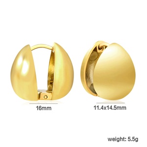 Pendientes de Aro Minimalistas de Acero Inoxidable Chapados en Oro de 18K, Joyería Geométrica Moderna, Redonda y Lisa con Forma de Huevo para Mujer - Product Image 2