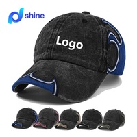 Casquette de baseball en coton lavé avec broderie patch flamme, effet vieilli vintage, calotte souple, vente en gros, logo personnalisé, casquette délavée au sable