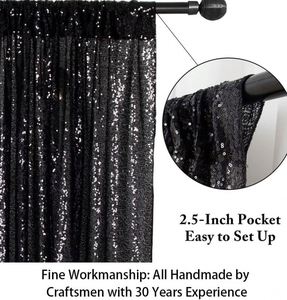 Cortinas de Terciopelo Elástico de Lujo Clásicas Personalizadas para Bodas, 5x12 pies, Color Negro, Entrega Rápida - Product Image 2