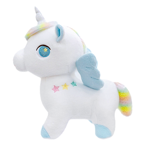 ตุ๊กตายูนิคอร์นคู่ สีฟ้า จูบกันแบบหน้าต่อหน้า ขนสีรุ้งเข้าชุด พื้นหลังสีขาวเรียบง่าย - Product Image 5