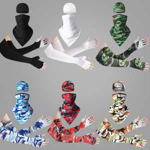 Cycling Arm Sleeves With Face Mask Half Finger Gloves Quick Dry Breathable Ice Silk Unisex Outdoor Protection - Product Image 1